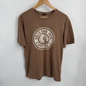 Brixton Mfg Co T-Shirt Mens M Tobacco Brown Rival Stamp Indian Head Graphic Tee